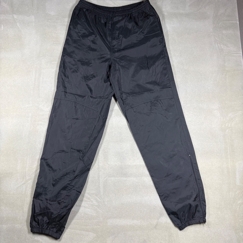 Vintage 80s Nike Track Pants Mens Large Black Nylon Ankle Zip Windbreaker Jogger